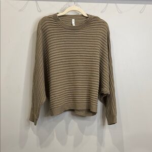 Wishlist Tan Crew Neck Sweater with Ribbed Texture